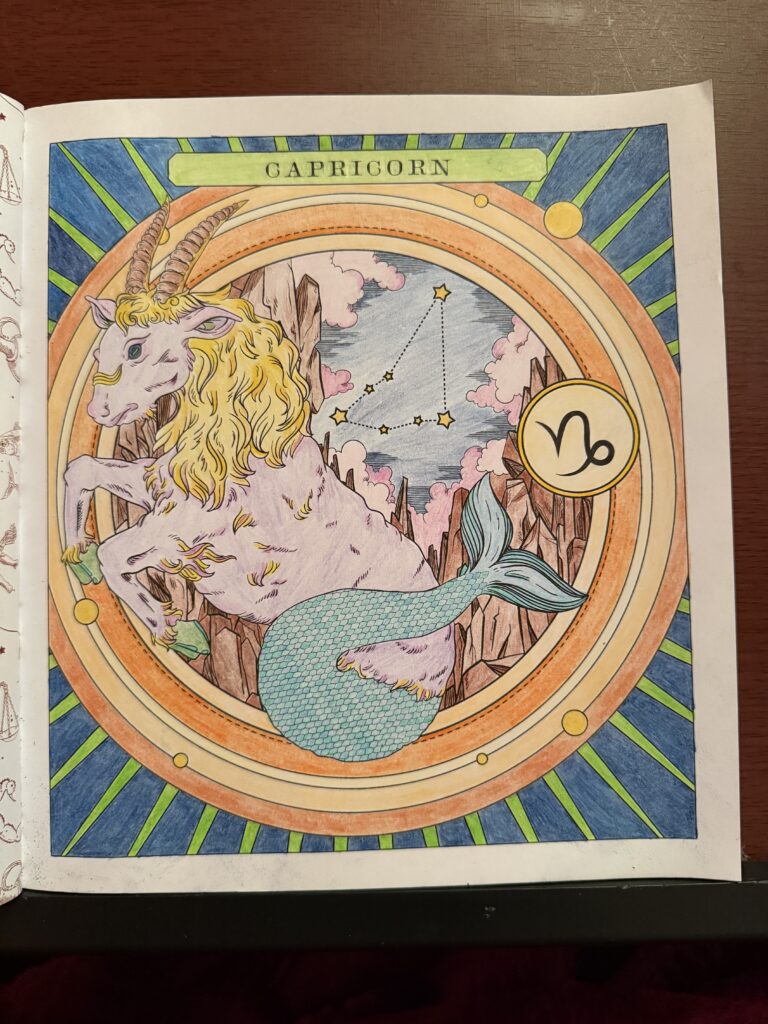 A page I colored in my zodiac sign coloring book since I'm a Capricorn